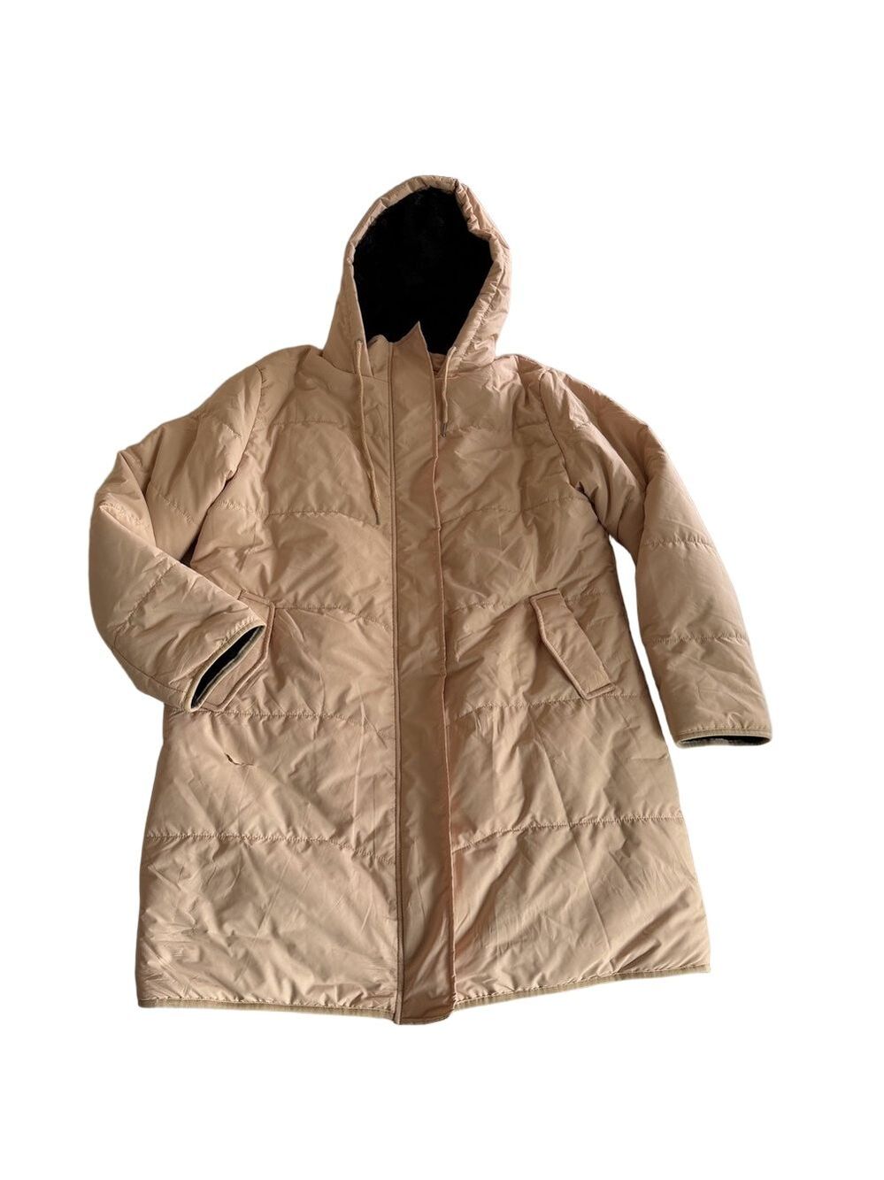 Women's DAMAGE Faux Fur Lined Hooded Zip Coat Size Large #260251